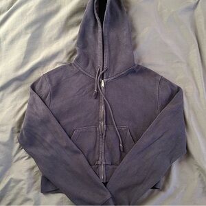 John Galt Cropped Navy Blue Hoodie